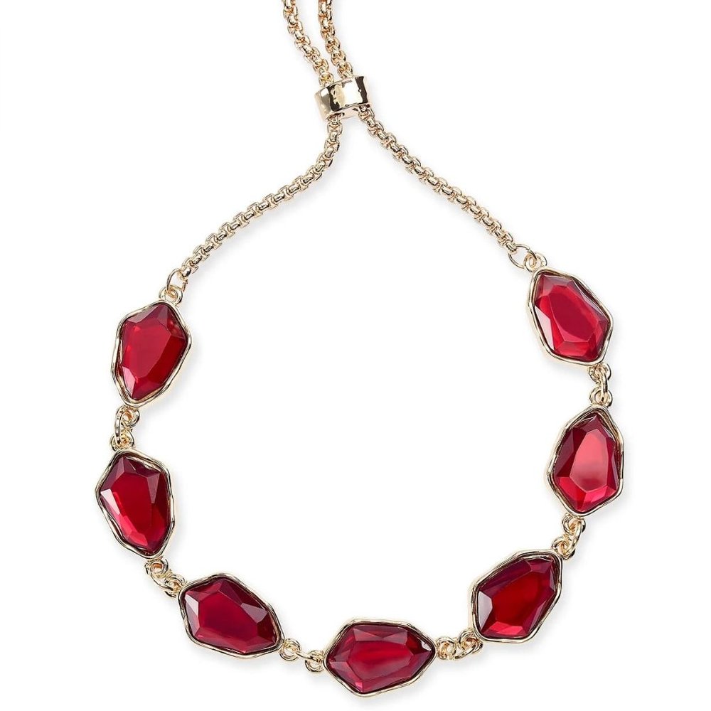 Style & Co Colored Stone Slider Bracelet red and gold